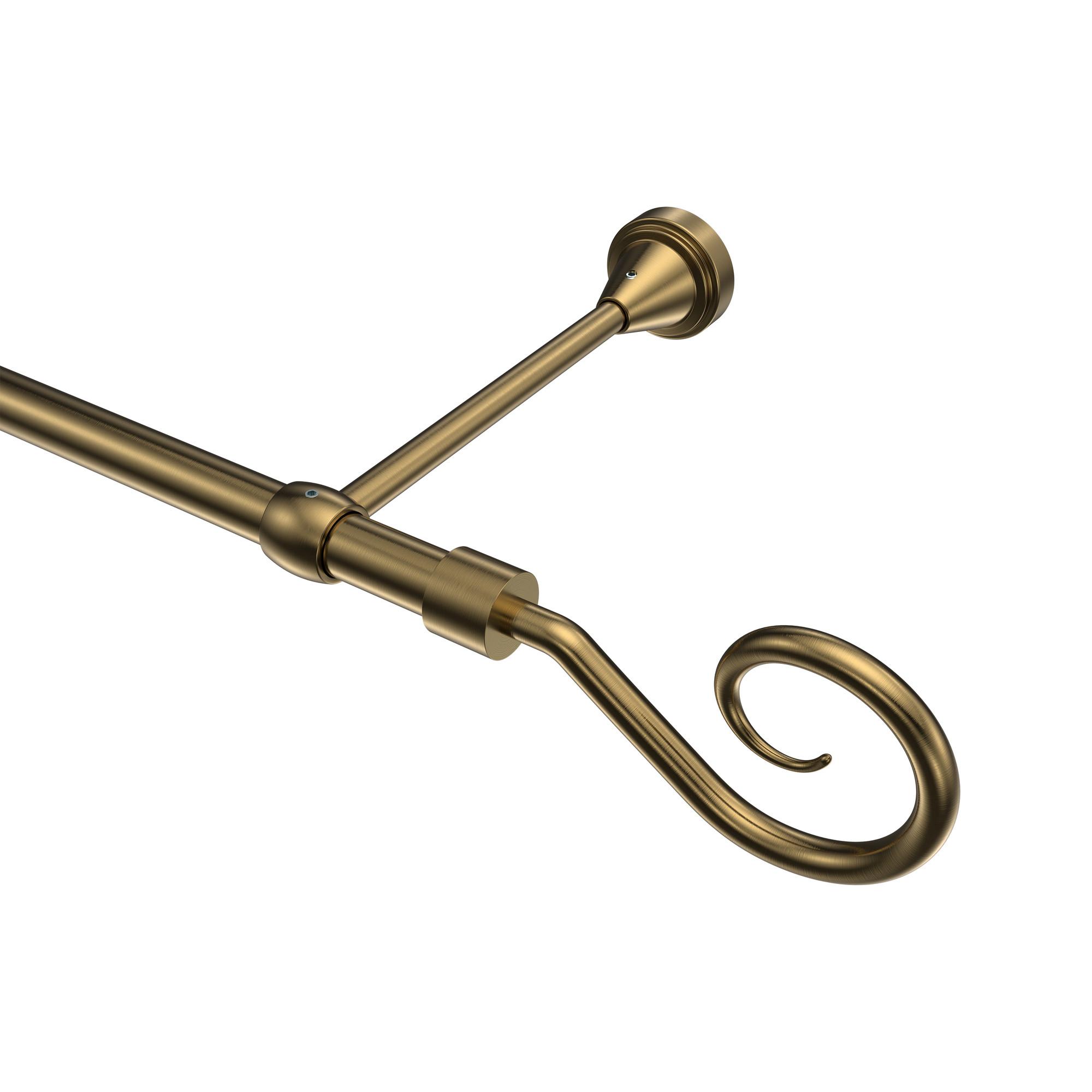 GARDINENSTANGE Primus Allegra 360 cm (geteilt in 2 x 180 cm), 1-läufig (ohne Ringe), 16 mm Ø Messing Antik - Messingfarben/Bronzefarben, Metall (360cm) - INTERDECO