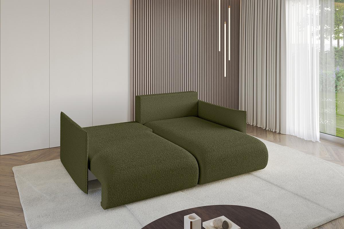 ECKSOFA Ottomane rechts ONESK-L 216x177x72 Grün Bouclé - Olivgrün/Grün, Holzwerkstoff/Kunststoff (177/216cm) - ALTDECOR