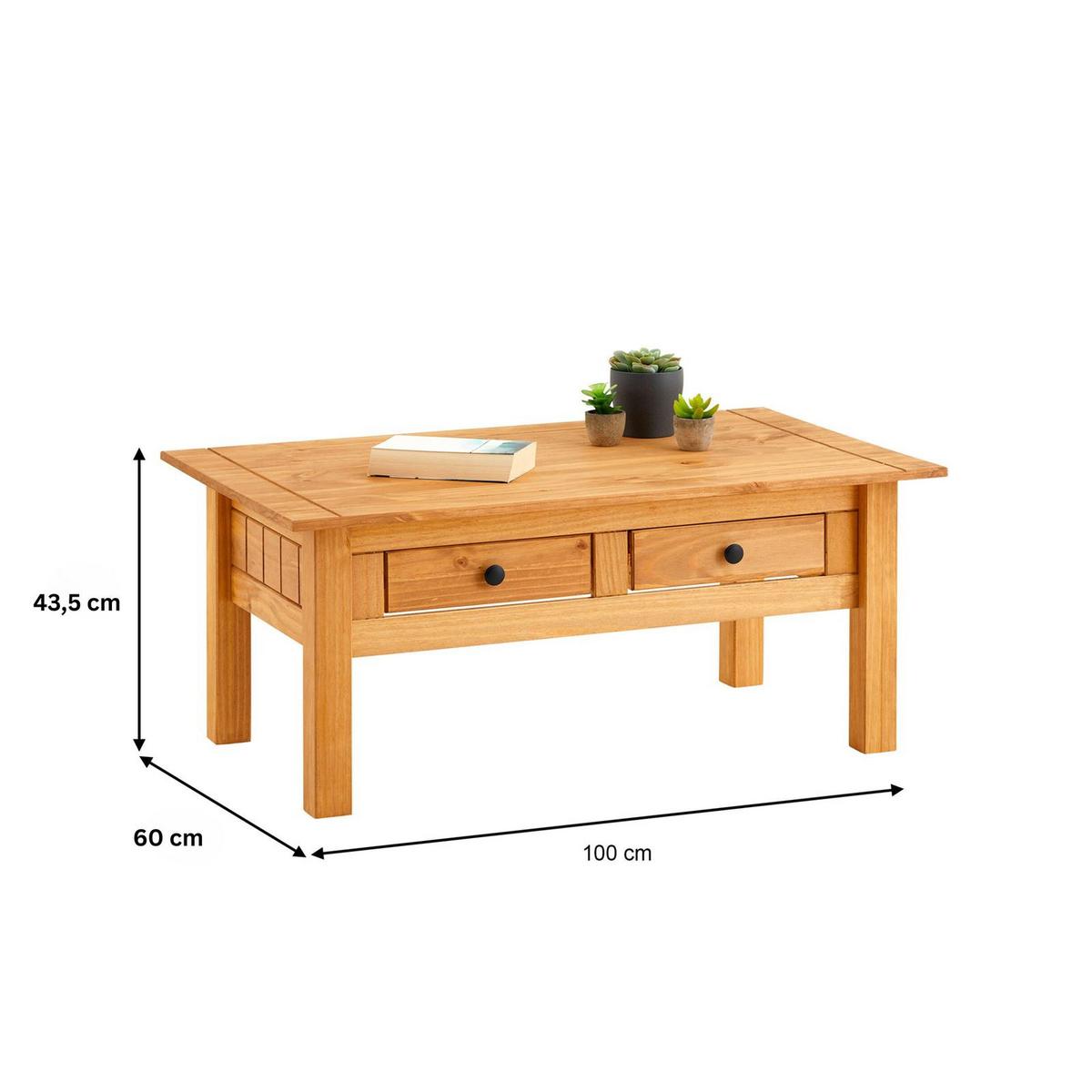 COUCHTISCH CANCUN gebeizt/gewachst - Kieferfarben, Holz (60/100/44cm) - IDIMEX