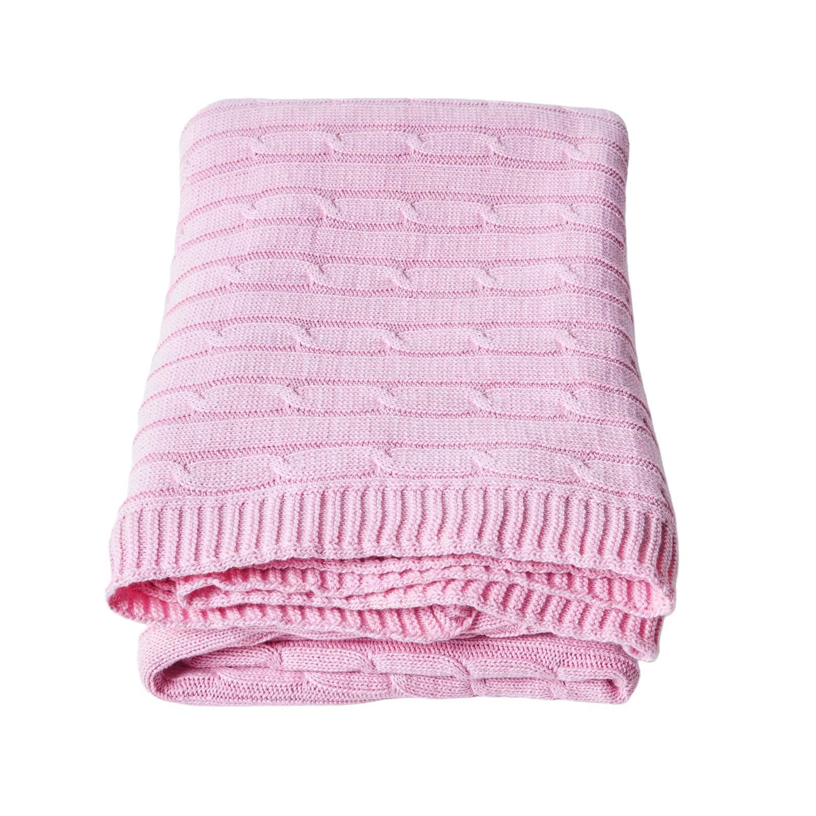 STRICKDECKE 150/200 cm, Baumwolle mit Zopfmuster - Rosa, Textil (150/200cm) - Homescapes