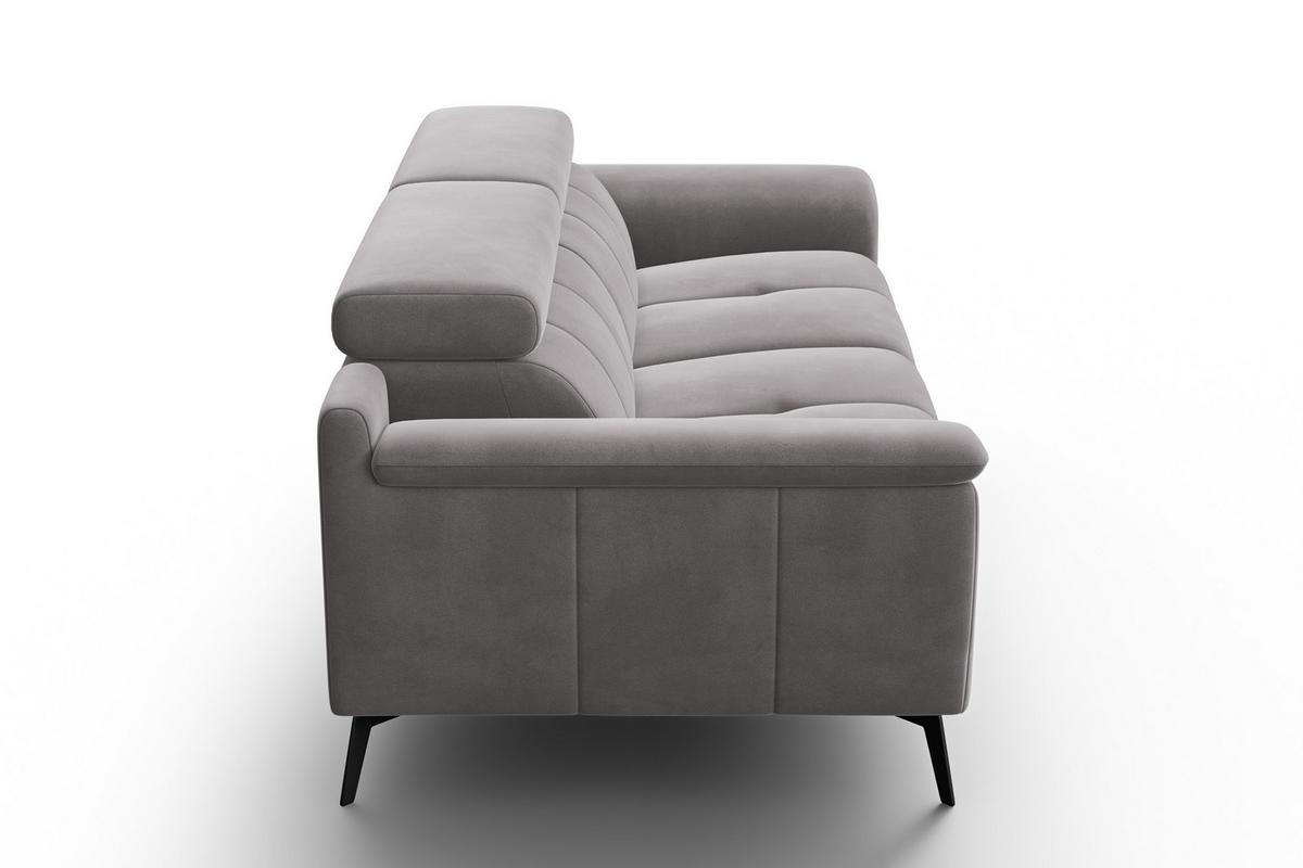 SOFA FIERO 3-Sitzer, Dunkelgrauer Veloursstoff - Dunkelgrau/Schwarz, Holz/Textil (212/82/103cm) - Courtois Laville