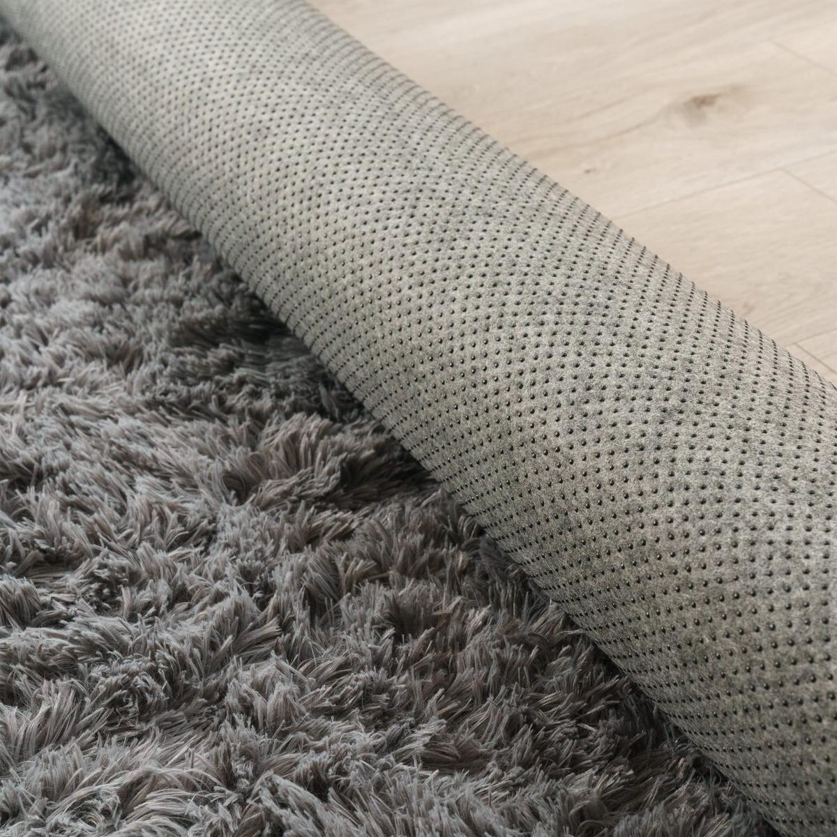 HOCHFLORTEPPICH, einfarbig, aus Polyester, Grau, Ø 200 cm - Grau, Textil (200/200cm) - KADIMA DESIGN