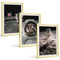BILDER SET 3er Set - 40x60 cm Goldrahmen - NASA-Mondlandung - Goldfarben, Kunststoff (40/60cm) - TULUP