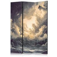 PARAVENT Einseitig Bedruckter 3-tlg 135x172 cm Wolkenhimmel mit 3D Effekt - Multicolor, Holz/Textil (135/172/3cm) - Muralo