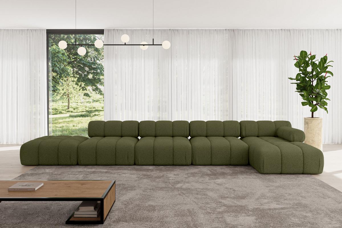 ECKSOFA modulares Sofa Lizur-L3 - 475x160x70 cm Grün Bouclé - Grün, Holzwerkstoff/Textil (475/160cm) - ALTDECOR