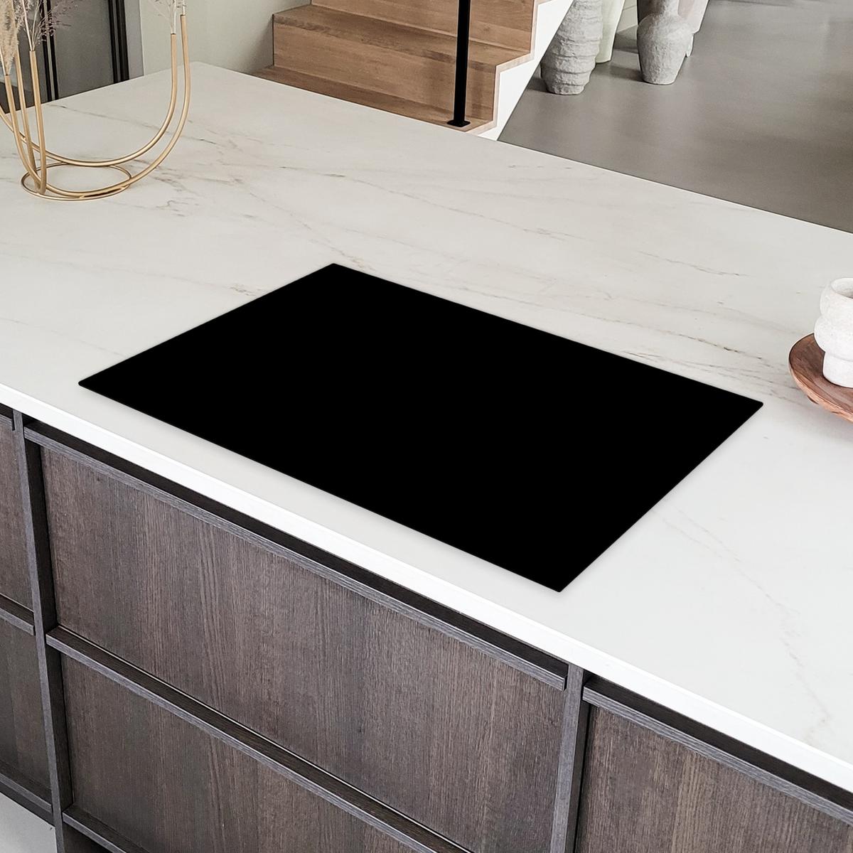 HERDABDECKPLATTE Schwarz - Einfarbig Induktionsmatte 83x51 cm - Schwarz, Kunststoff (83/51.5/0.2cm) - MuchoWow