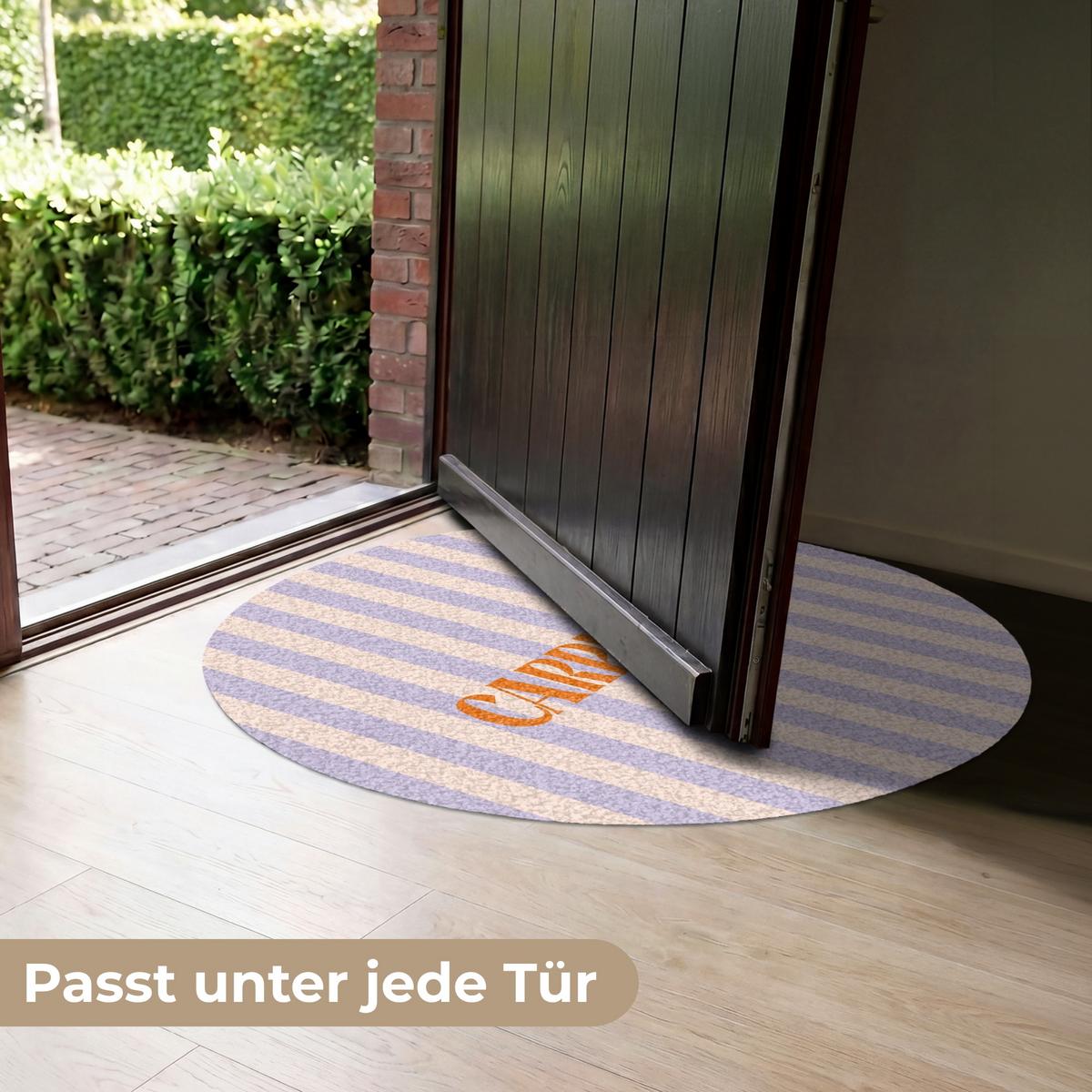 FUSSMATTE Lila – Orange – Streifen – Carpe Diem 90x90 cm - Flieder, Kunststoff (90/0.4cm) - MuchoWow