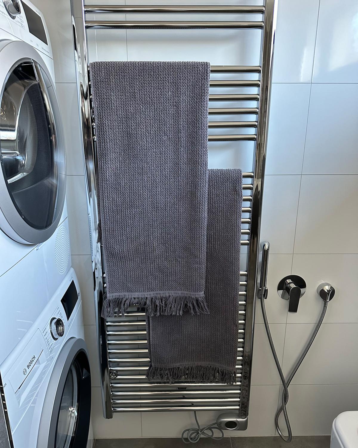 BADEHANDTUCH 2-teilig Grau Atiu - Grau, Textil (100/150cm) - Beliani