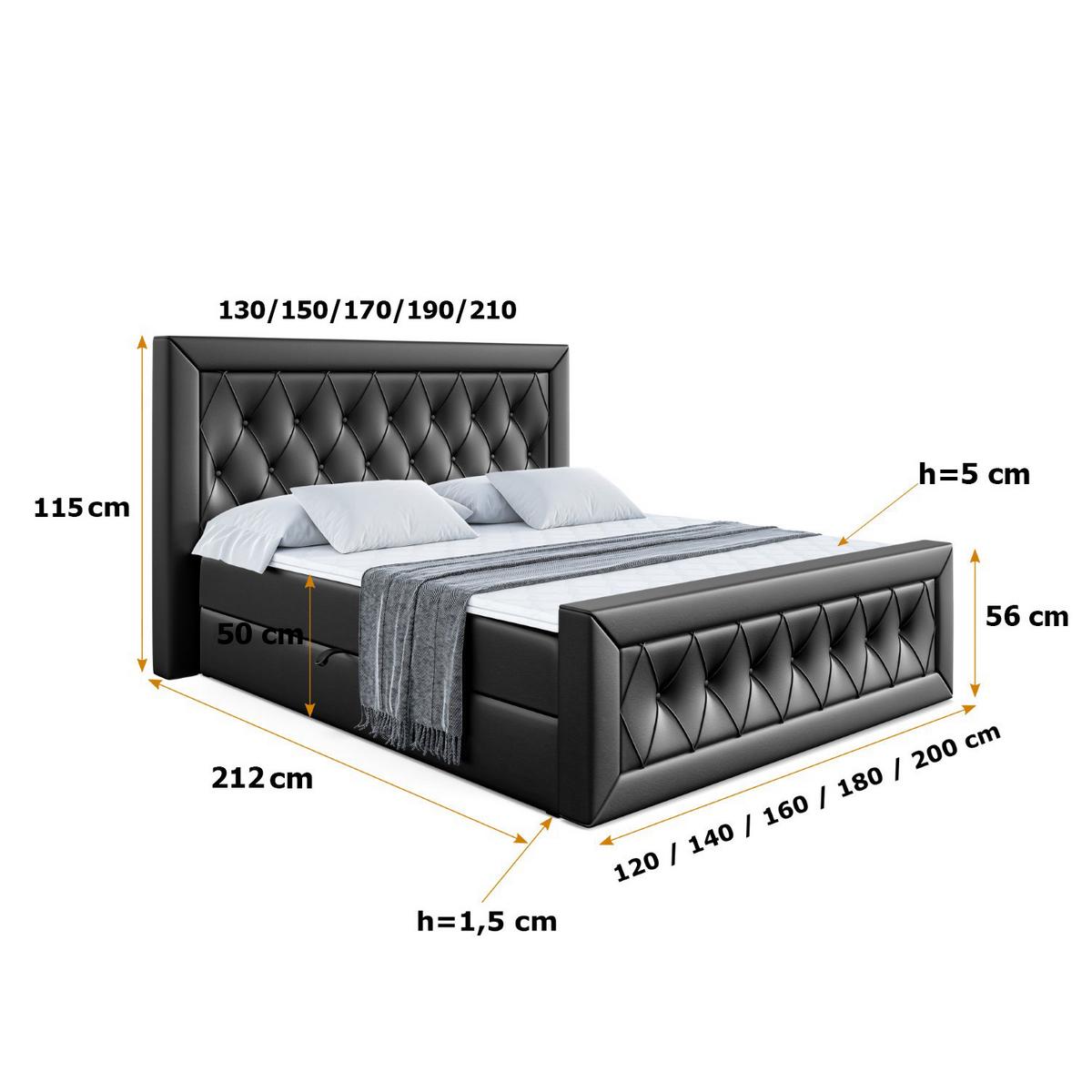 BOXBETT NOEL-Z - 200 x 200 - H4 - Schwarz Hochglanz - Schwarz Hochglanz, Holzwerkstoff (200/200cm) - ALTDECOR
