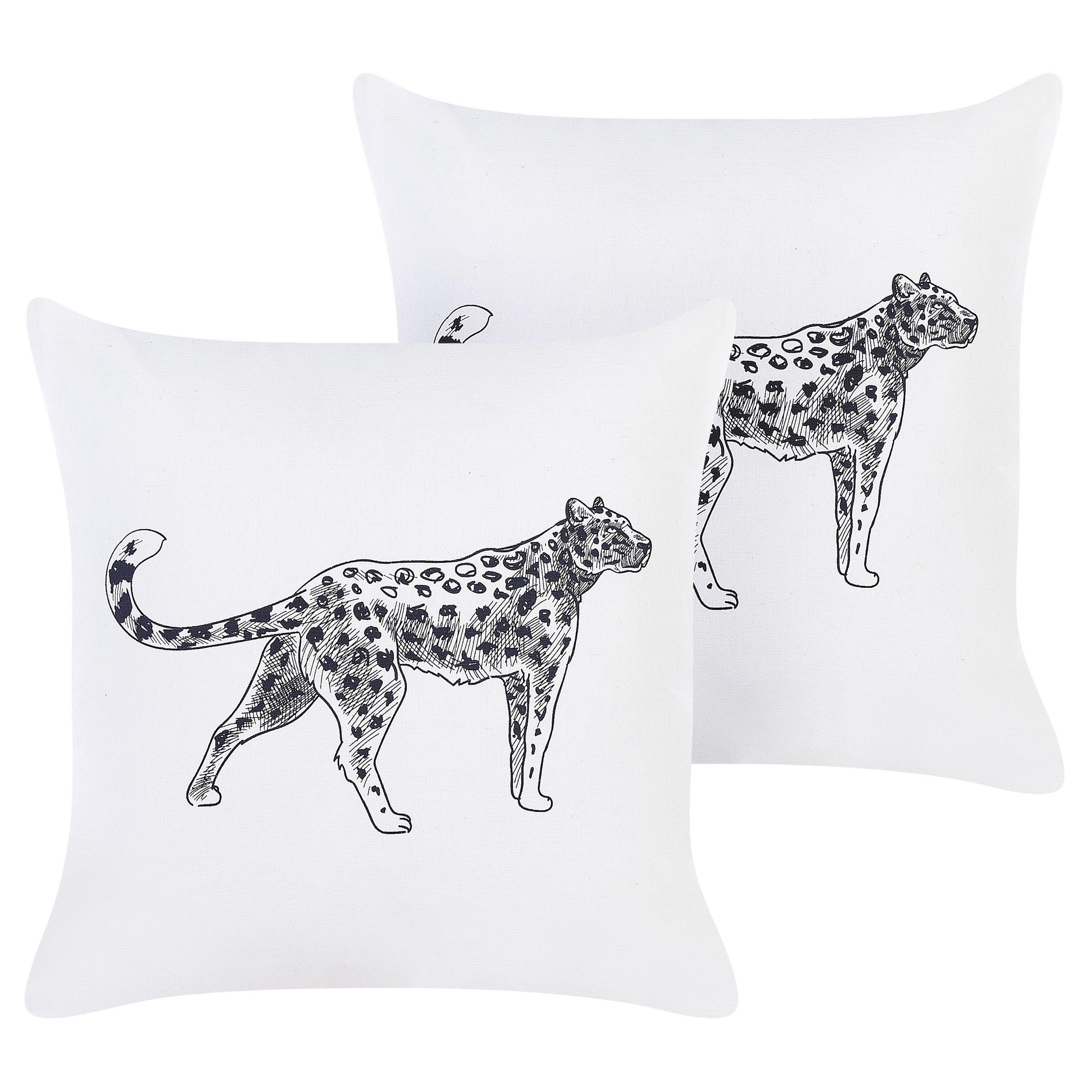 DEKOKISSEN 2er-Set Weiß 45/45 cm Marula - Weiß, Naturmaterialien/Textil (45/45cm) - Beliani