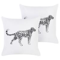 DEKOKISSEN 2er-Set Weiß 45/45 cm Marula - Weiß, Naturmaterialien/Textil (45/45cm) - Beliani