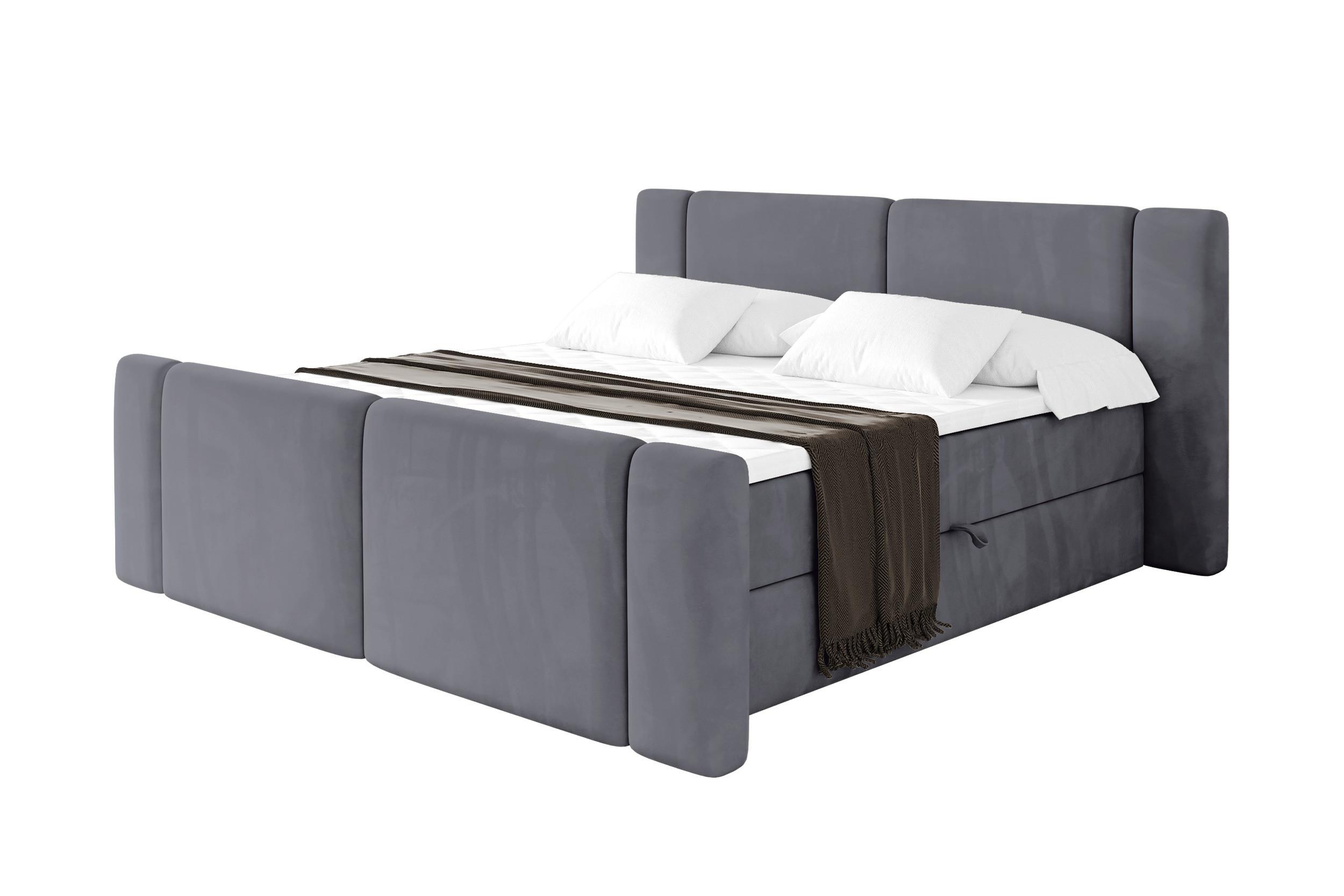 BOXBETT mit Matratze H4 - EVON Zanozek - 180x200 cm Dunkelgrau - Dunkelgrau, Holzwerkstoff (180/200cm) - ALTDECOR