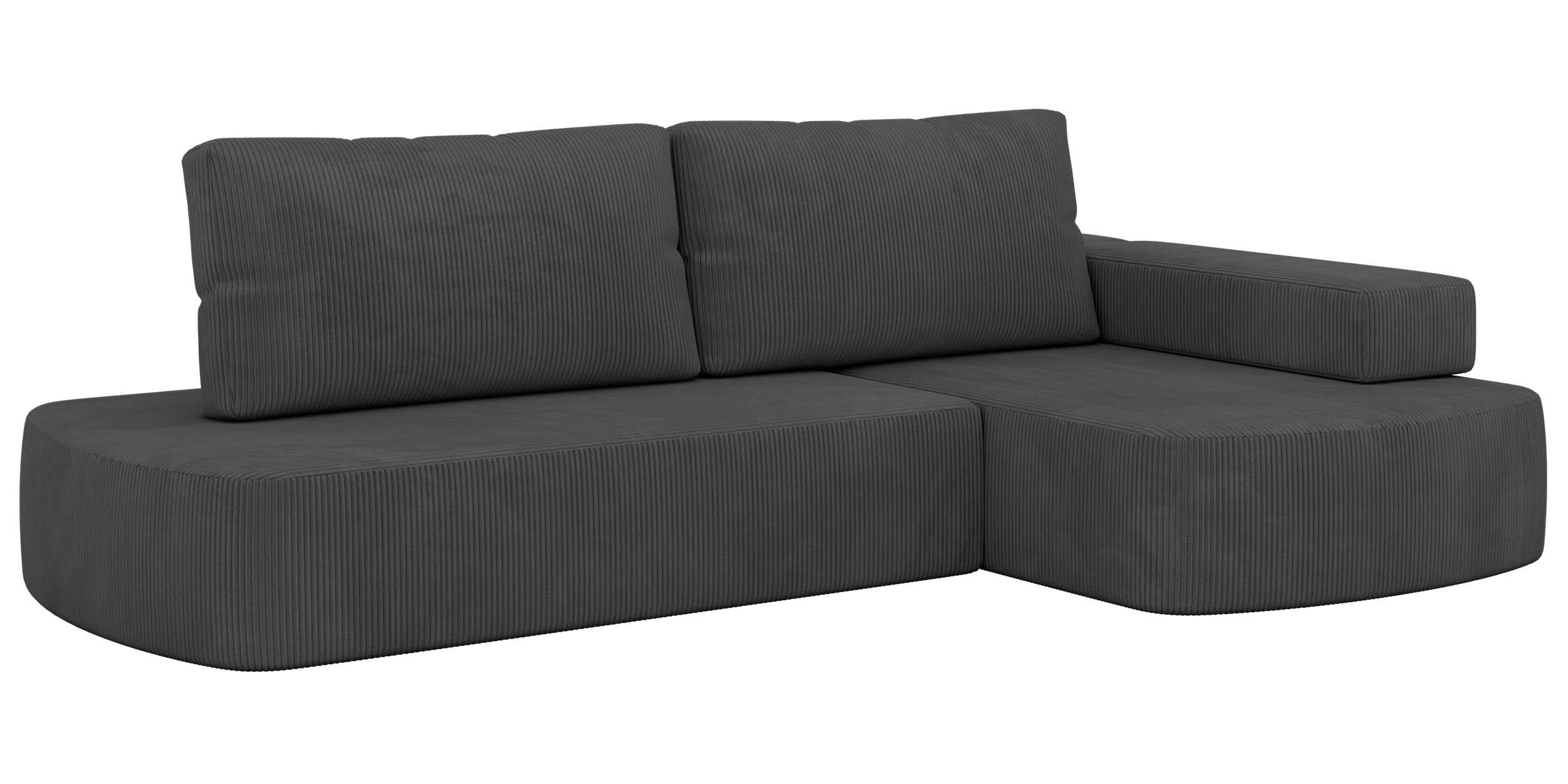 ECKSOFA LIRENA L Cord Anthrazit - Rechts - Anthrazit, Textil (260/160cm) - MKS