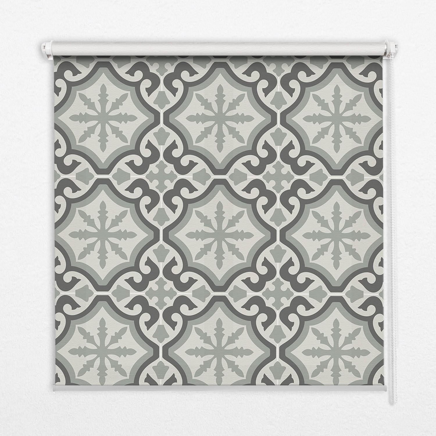 INNENROLLO - Fensterrollo - Rollo - 100x100 cm - Marokkanische Fliesen - Grau, Kunststoff (100/100/0.5cm) - TULUP