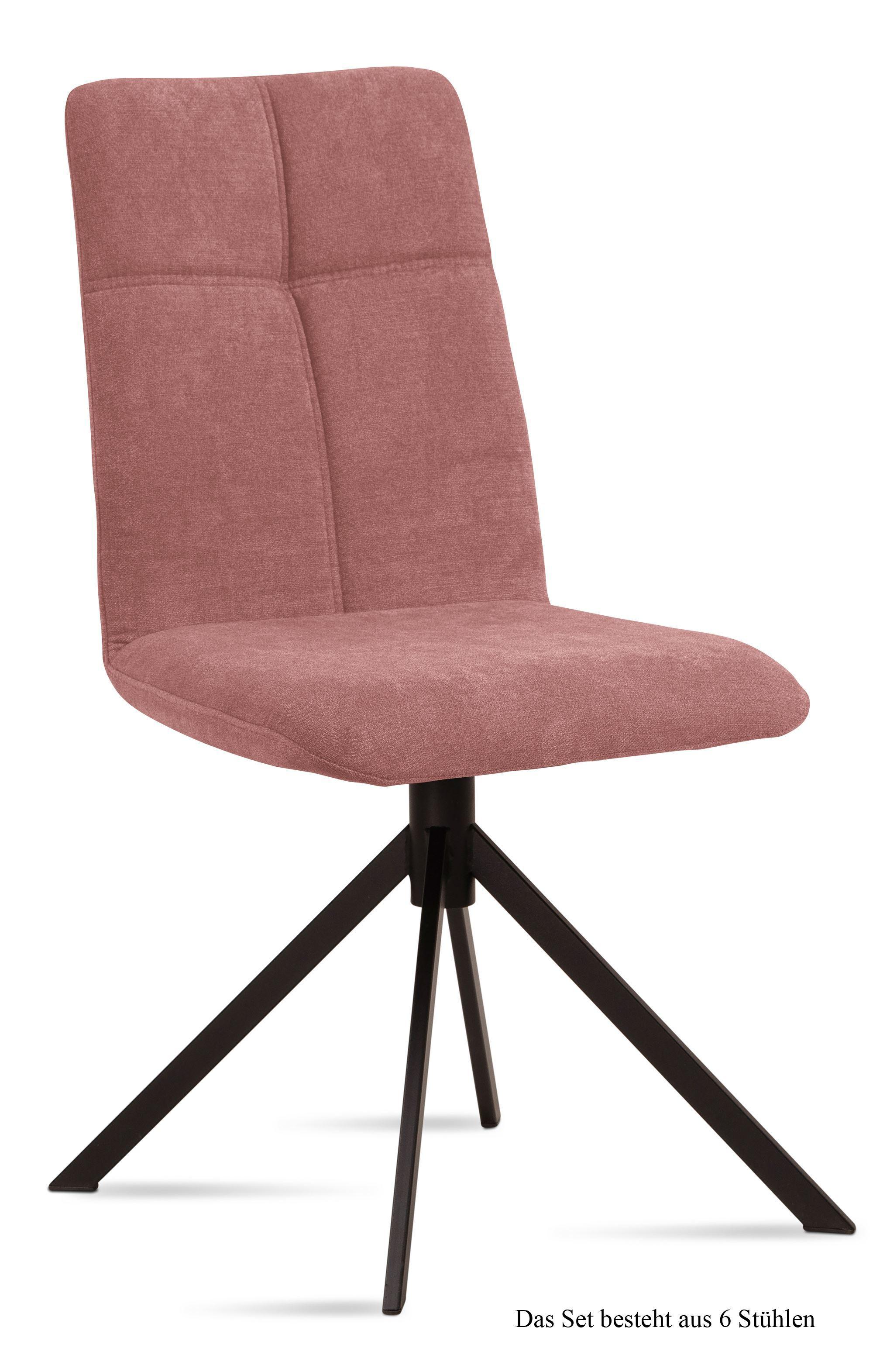 ESSZIMMERSTUHL (6er-Set) Drona 47x92x60 Schwarz/Rosewood - Dunkelrosa/Schwarz, Kunststoff (60/92/47cm) - 58aufmkessel