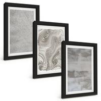 BILDER SET 3er Set - 20x30 cm Schwarzer Rahmen - Industrielle abstrakte Muster - Schwarz, Kunststoff (20/30cm) - TULUP