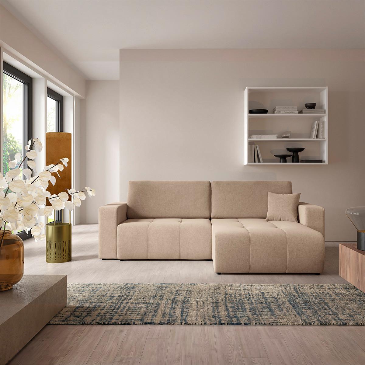 ECKSOFA Giulia 3 Sitzplätze Beige - Beige, Holz (244/149cm) - Petits-meubles