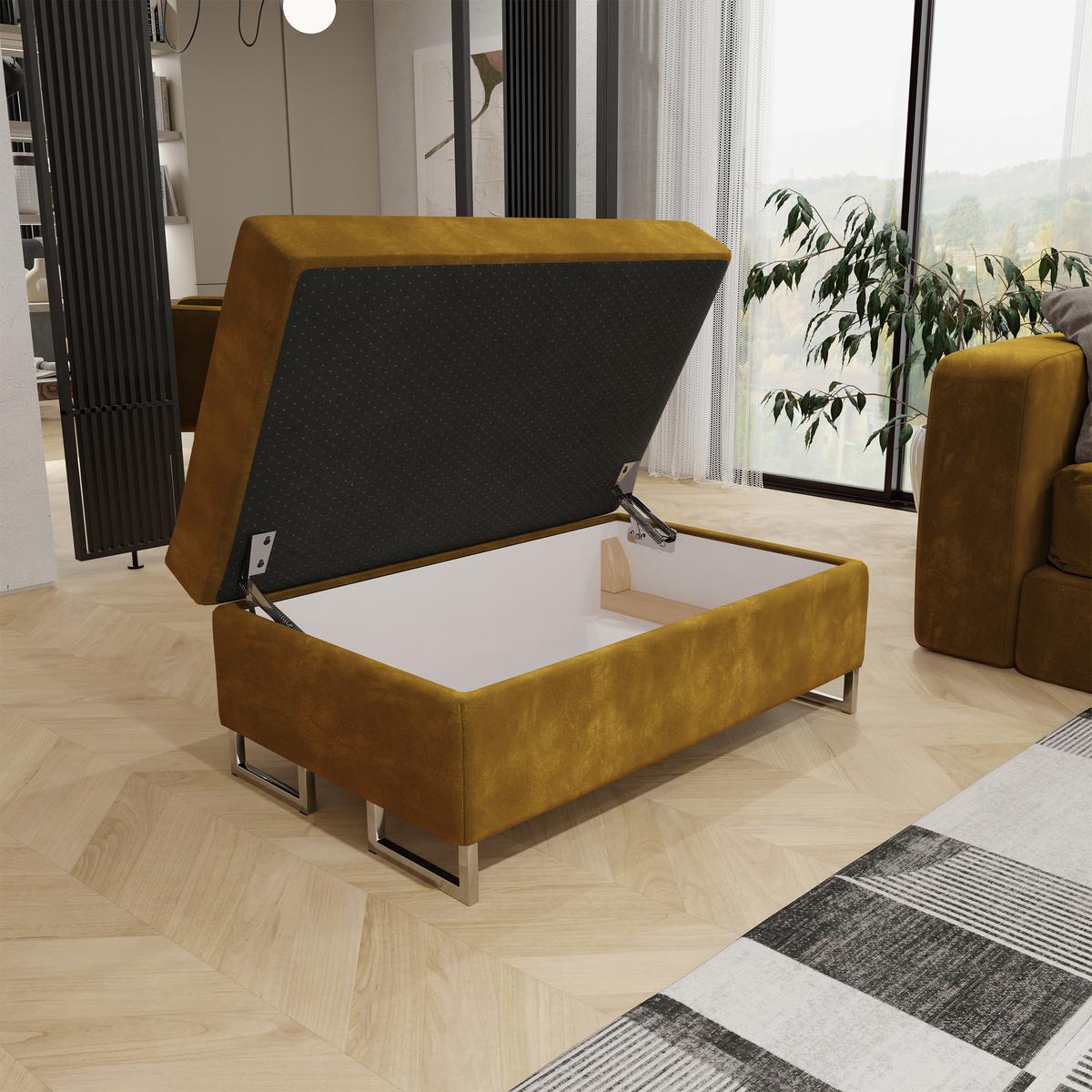 POLSTERHOCKER BARLET Gelb 100x60 cm - Gelb, Textil (100/41/60cm) - MASSENO