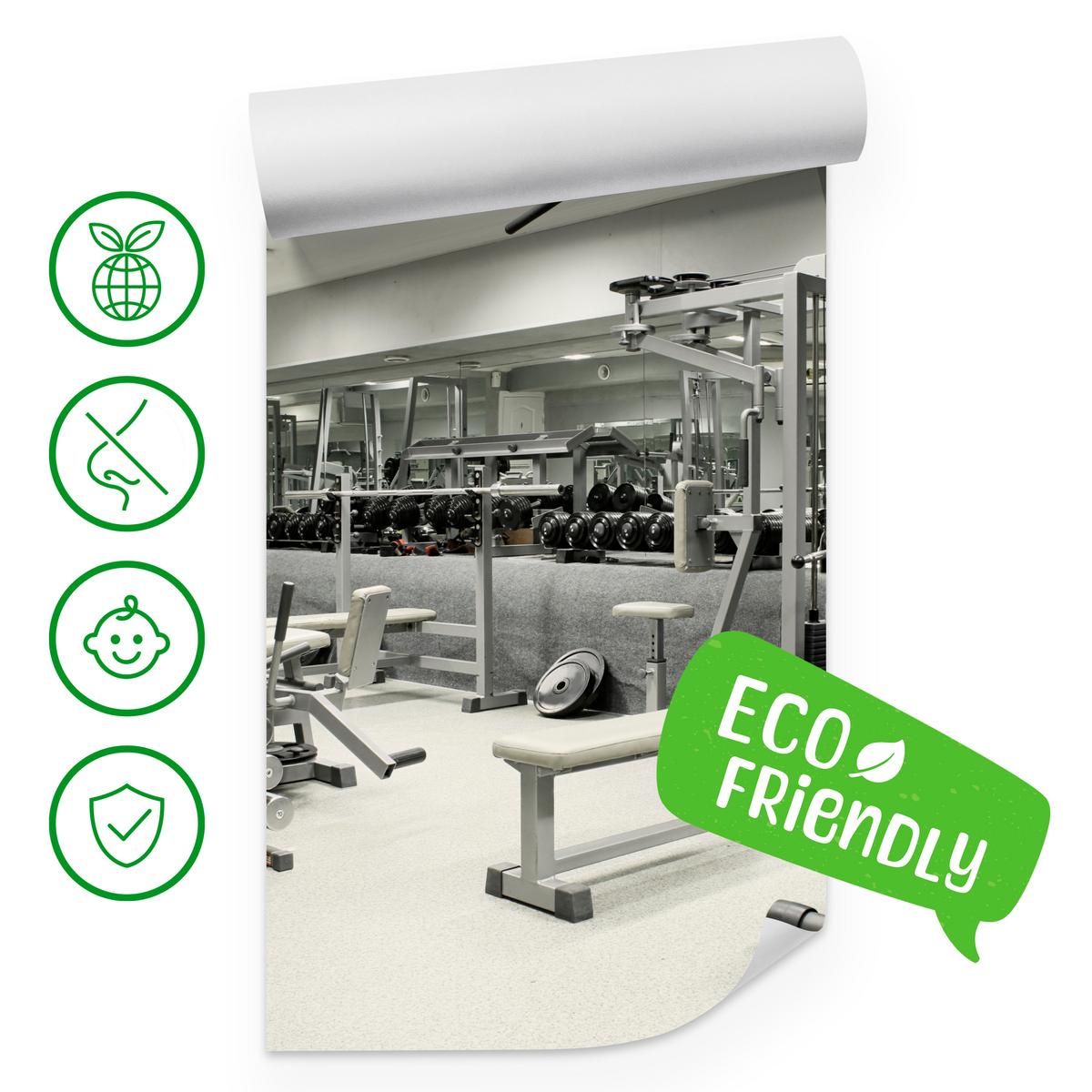 FOTOTAPETE Fitnessstudio Innenraum Equipment Modern Sport 400x280 - Ecru/Creme, Papier (400/280cm) - Muralo