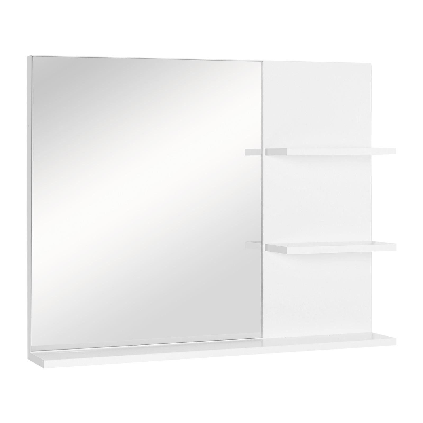 BADSPIEGEL mit 3 Ablagen, für Badezimmer, Weiß, 60 x 10 x 48 cm - Weiß, Glas (10/48/60cm) - Kleankin