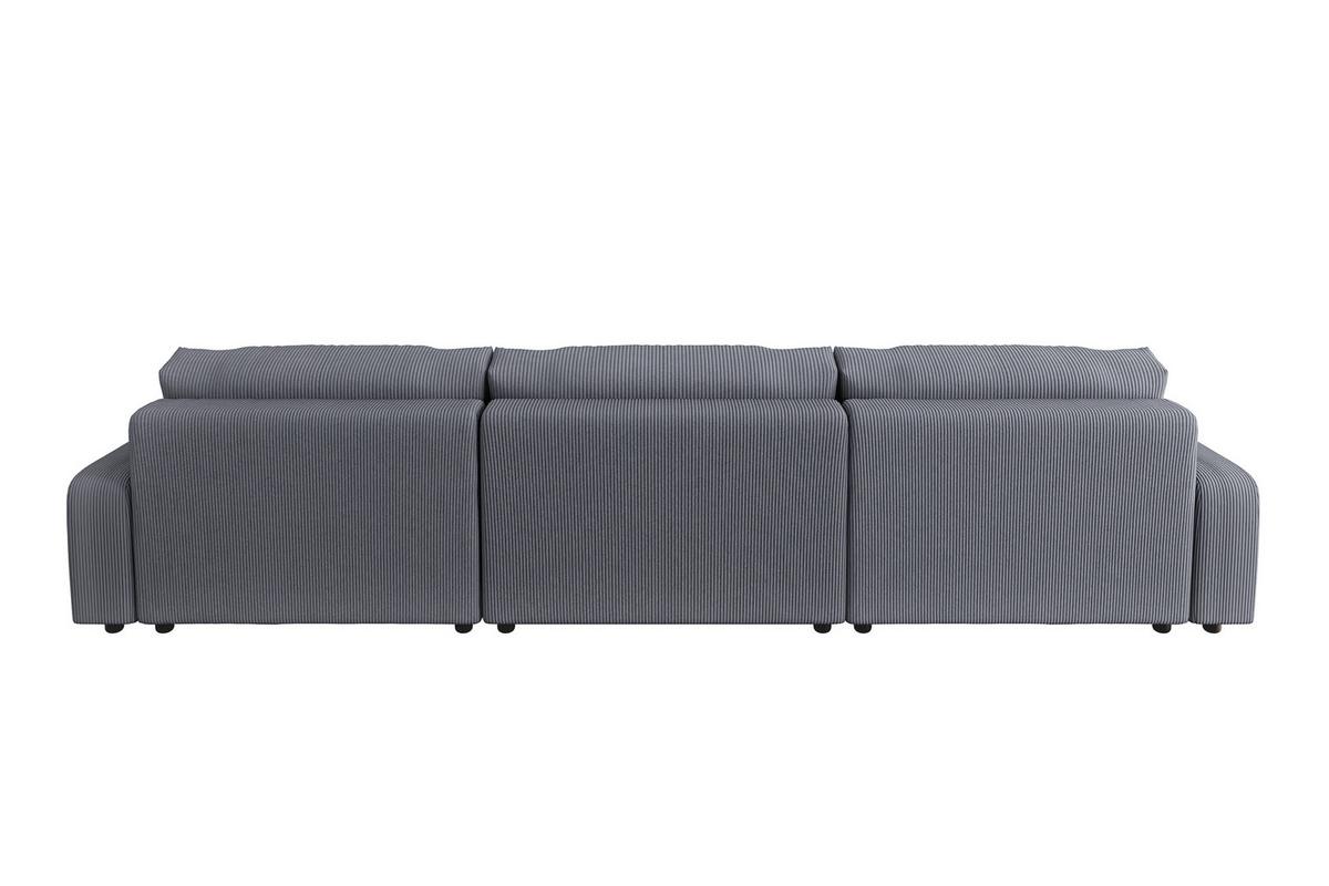 WOHNLANDSCHAFT Emma Grau Cord - Schwarz/Grau, Holz/Kunststoff (332/78/170cm) - S-Style Möbel