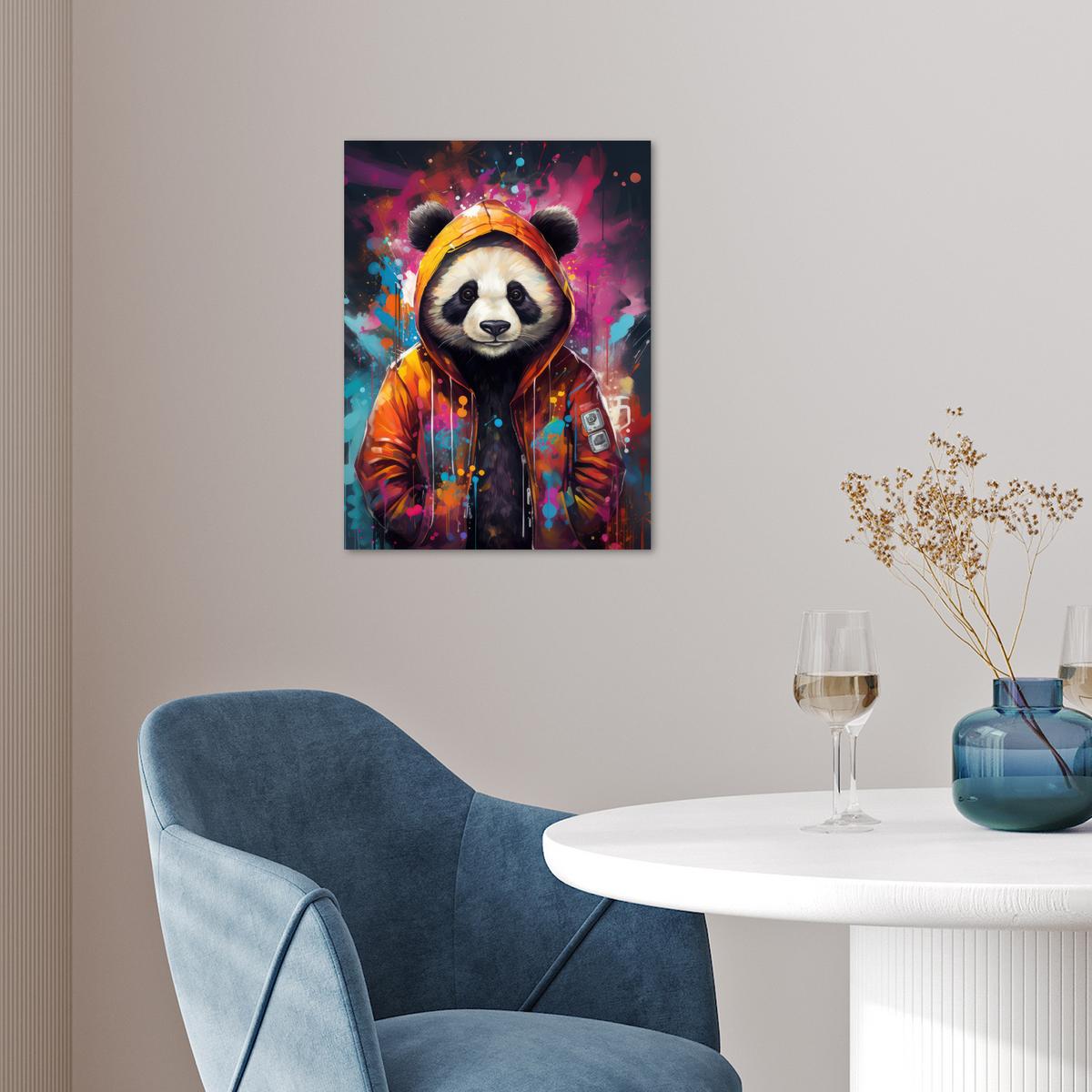 POSTER Panda - Jacke - Graffiti - Orange Wandbilder 30x40 cm - Orange, Papier (30/40/0.1cm) - MuchoWow