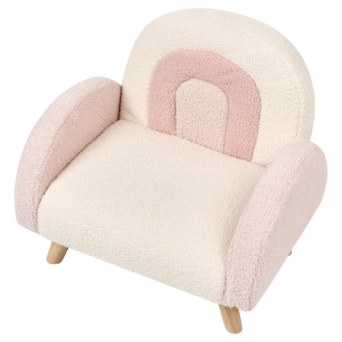 KINDERSESSEL Regenbogen Bouclé Pastellrosa Ombo - Pink, Textil (52/46/46cm) - Beliani