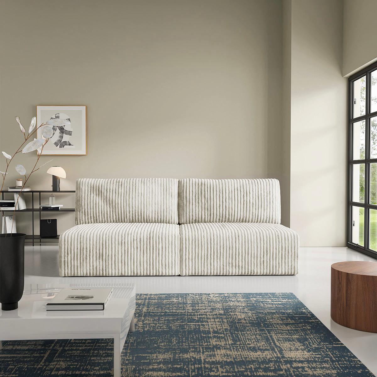 SOFA Angela 3 Sitzplätze Gebrochenes Weiß - Weiß, Holz (216/86/102cm) - Petits-meubles