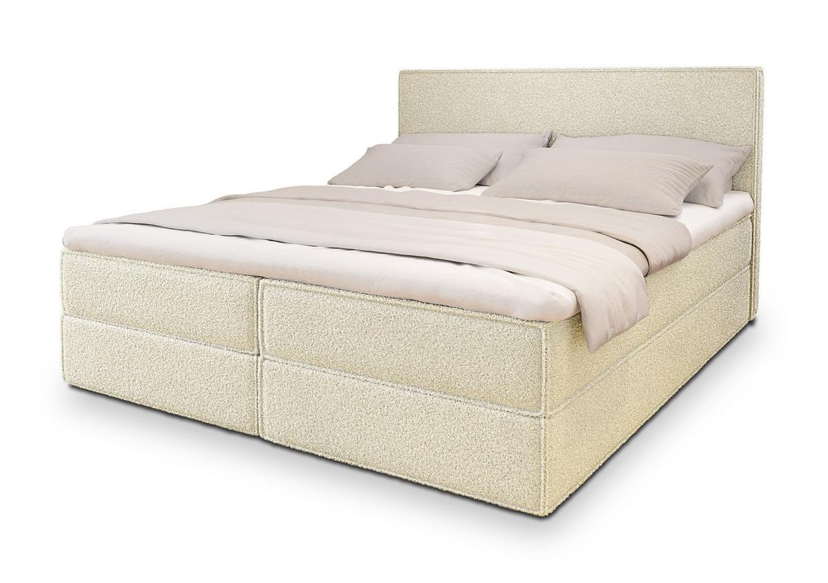 BOXBETT PELLIO 180x200 cm mit Matratze und Topper - Creme - Creme, Holz (180/200cm) - MASSENO