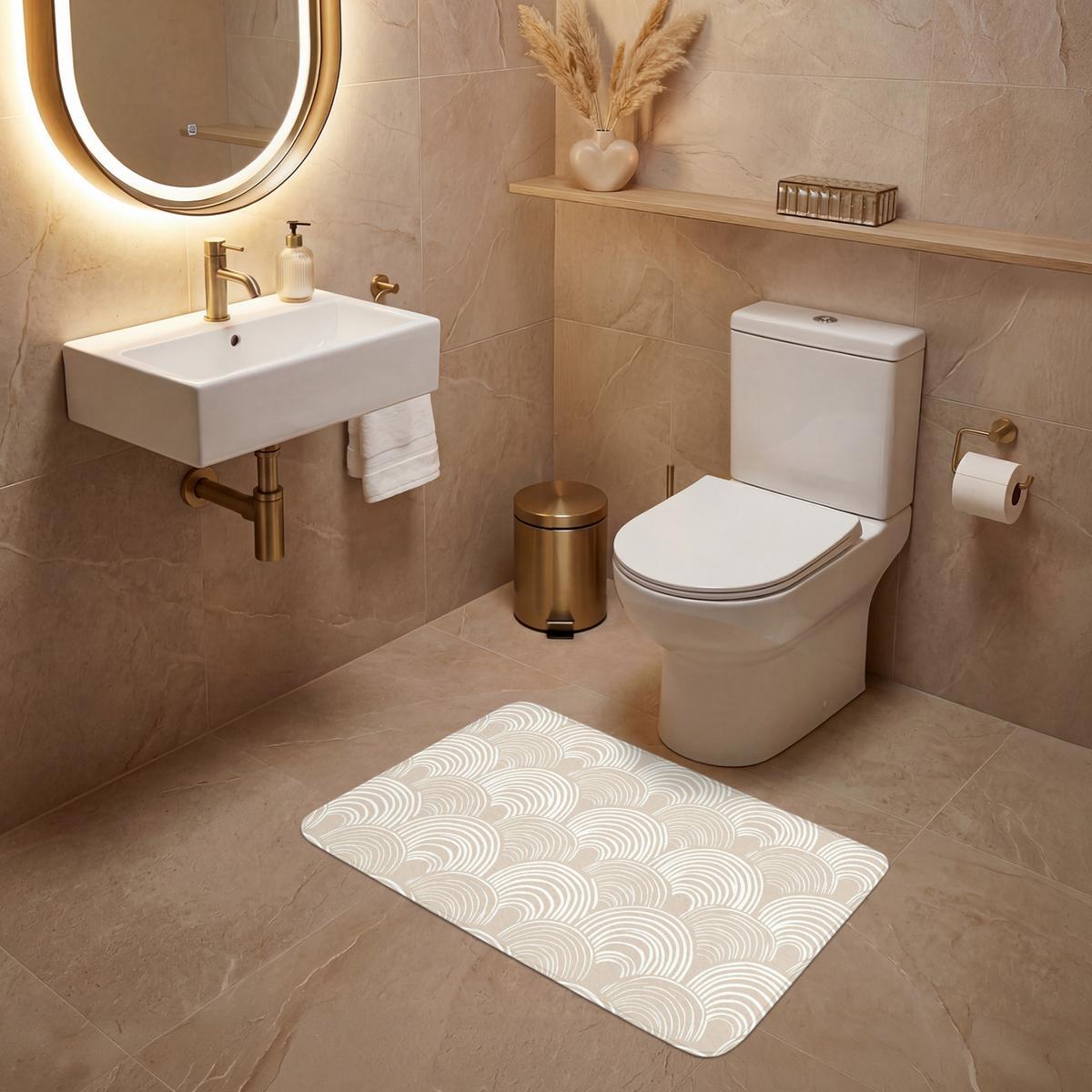 WC-VORLEGER Wellen - Textur - Beige Toilettenteppich 80x50 cm - Kaschmir, Textil (80/1cm) - OnlyWow