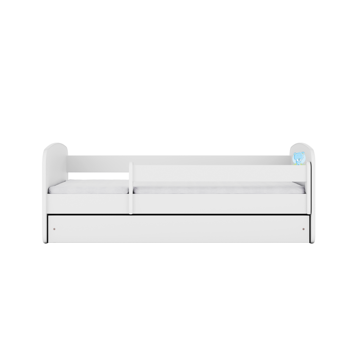 KINDERBETT blauer Teddybär Blumen mit Schublade und Matratze 140/70 - Weiß, Holzwerkstoff (70/140cm) - RAUMHIRSCH FURNITURE