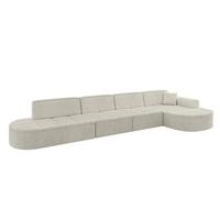 ECKSOFA Ottomane Rechts TARO-L3 - 413x171x79,5 cm Creme - Hellgrau/Creme, Holzwerkstoff/Textil (413/171cm) - ALTDECOR