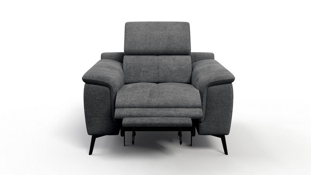 SESSEL FIERO mit Relaxfunktion, dunkelgrau - Dunkelgrau/Schwarz, Holzwerkstoff/Textil (114/82/103cm) - Wozimo