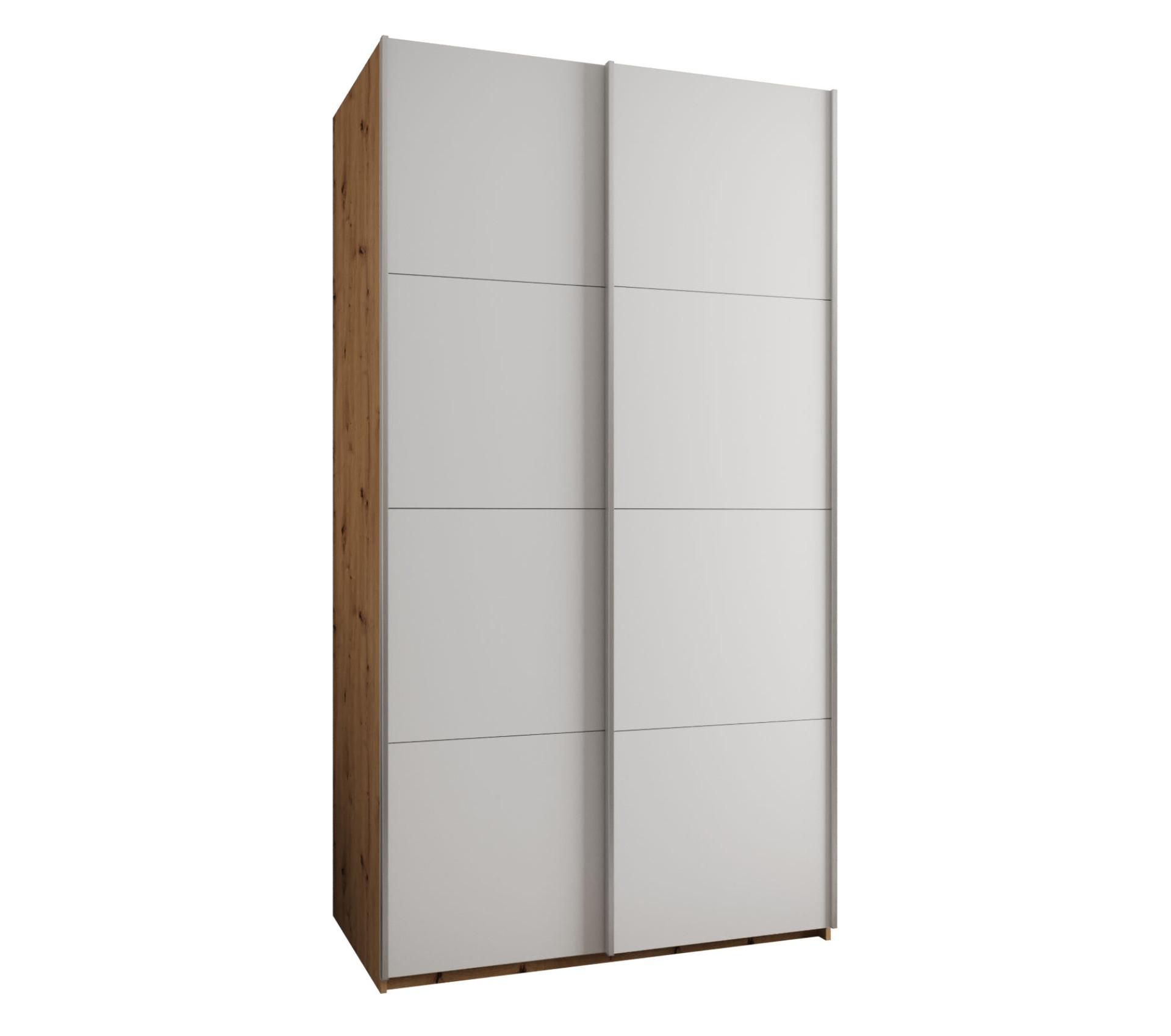 SCHWEBETÜRENSCHRANK 245,5/140/64 2-türig - Silberfarben/Weiß, Holz/Metall (140/245/64cm) - Abiks Möbel