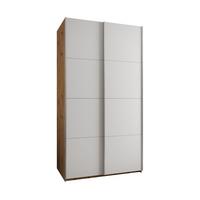 SCHWEBETÜRENSCHRANK 245,5/130/64 2-türig - Silberfarben/Weiß, Holz/Metall (130/245/64cm) - Abiks Möbel