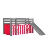 HOCHBETT mit Rutsche Karolina Massivholz Grau Textilset Zirkus - Rot/Grau, Holz (90/200cm) - 58aufmkessel