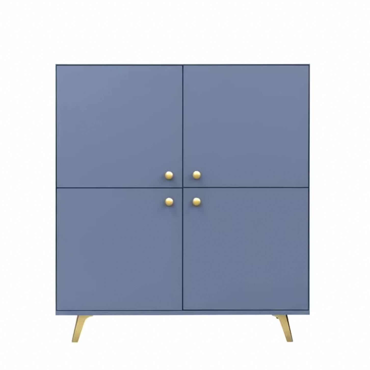 KOMMODE GALIO 140/86/41cm mit Schubladen 4 Türen Blau - Blau, Holzwerkstoff (140/86/41cm) - MASSENO