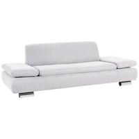 SOFA 2,5-Sitzer Kaye Bezug Veloursstoff Metallfuß verchromt / creme - Weiß, Kunststoff (221/76/90cm) - 58aufmkessel
