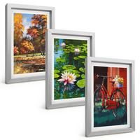 BILDER SET 3er Set - 20x30 cm Silberner Rahmen - Herbstfarbene Lilienterrasse - Silberfarben, Kunststoff (20/30cm) - TULUP