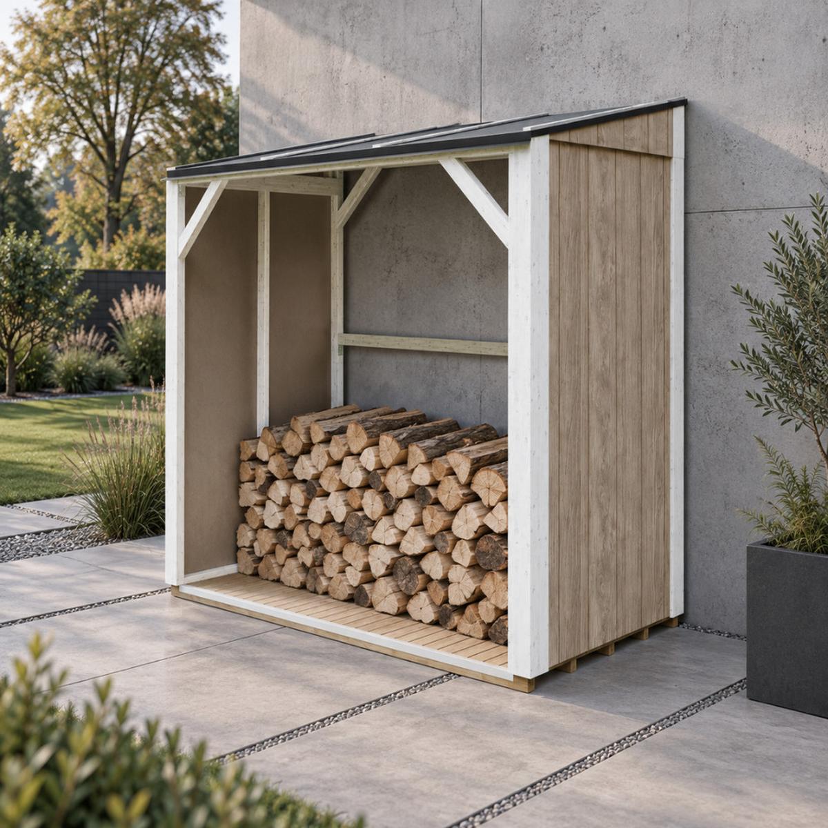BRENNHOLZLAGER 2,54 m², Kaminholzunterstand mit ~4,4 m³ Lagerkapazität - Braun, Holz (118/220/215cm) - Timbela