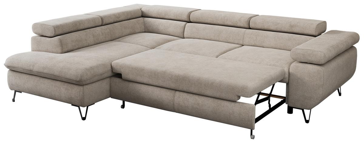 ECKSOFA PEDRO L Beige Struktur - Links Seite - Beige/Schwarz, Textil/Metall (208/273cm) - MKS