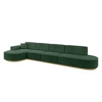 ECKSOFA Ottomane Links MARI-L3-v2 - 413x171x83 cm Grün Cord - Grün, Holzwerkstoff/Textil (413/171cm) - ALTDECOR