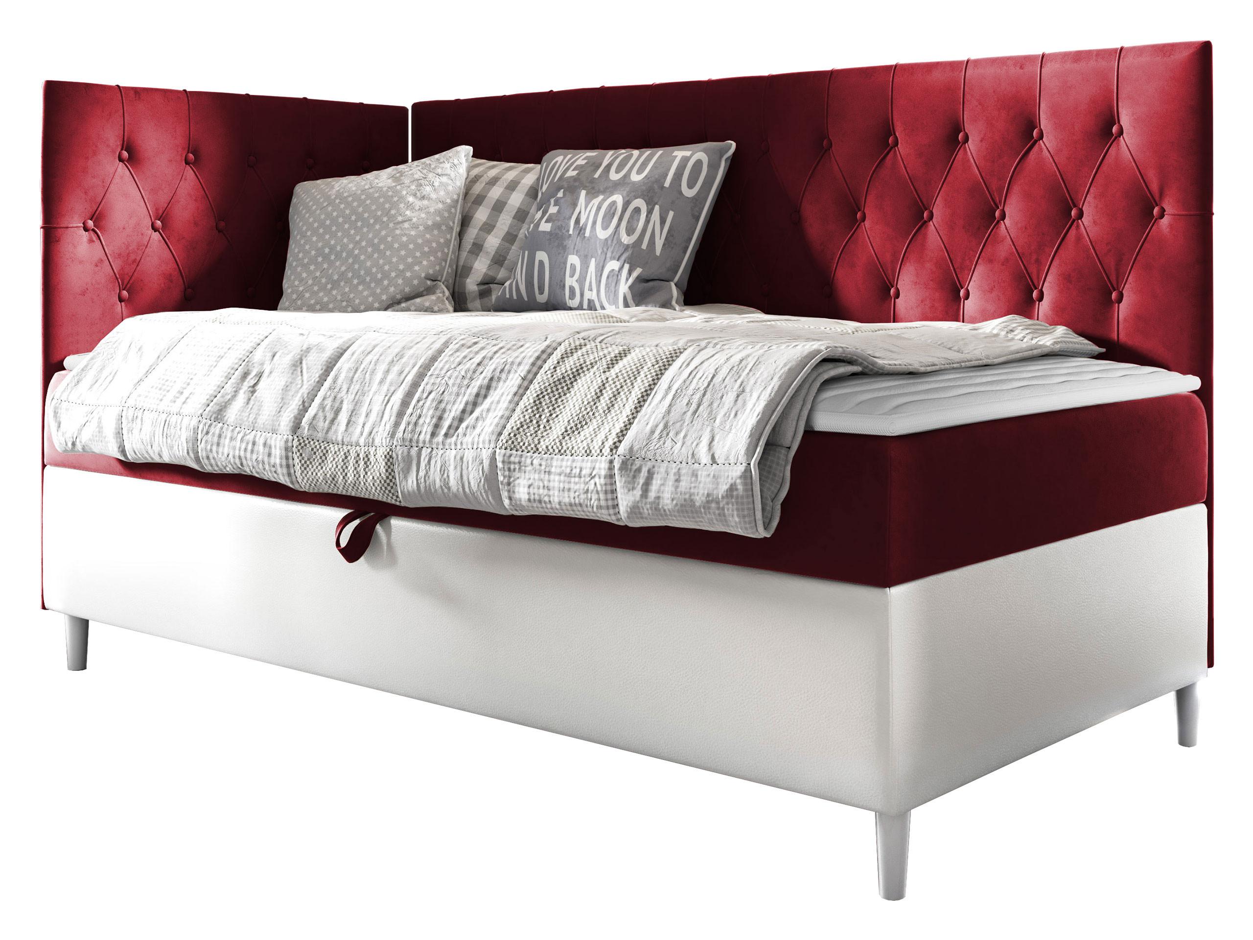 BOXBETT Filip Junior 3, Seite zum Öffnen des Bettkastens: Links - H3 - Rot/Weiß, Holz (90/200cm) - MIRJAN24