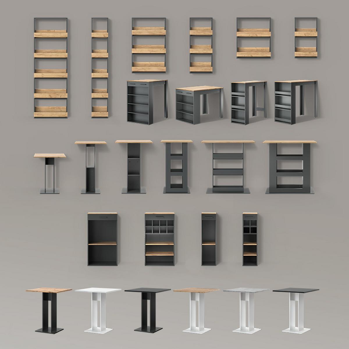 WEINREGAL Regusa Goldkraft Eiche/Anthrazit 60 x 106 cm - Honigeiche/Anthrazit, Holzwerkstoff (60/106/34.5cm) - Livinity®