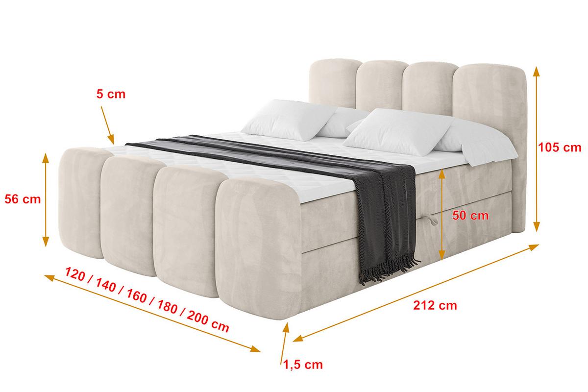 BOXBETT mit Matratze H4 und Lattenrost - NINA-Z - 160x200 cm - Beige - Champagner, Holzwerkstoff (160/200cm)