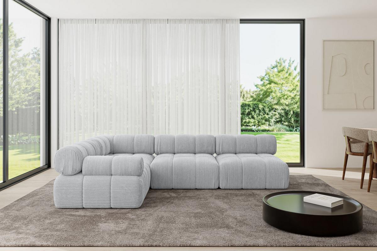 ECKSOFA modulares Sofa Mende-L2 - 285x190x70 cm Grau Cord - Grau, Holzwerkstoff/Textil (285/190cm) - ALTDECOR