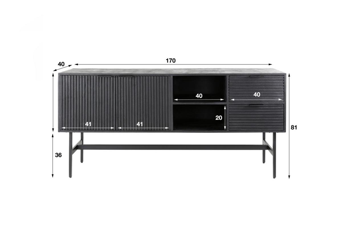 SIDEBOARD LORCA Schwarz Holz - Schwarz, Holz/Metall (170/81/40cm) - KAWOLA