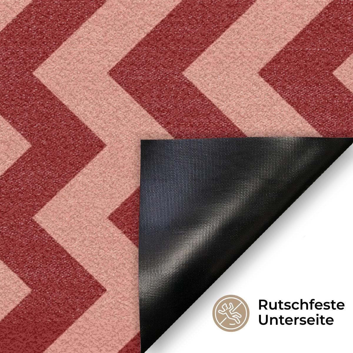 FUSSMATTE Zickzack - Streifen - Muster - Rot Schmutzfänger 60x40 cm - Bordeaux, Kunststoff (60/0.4cm) - MuchoWow