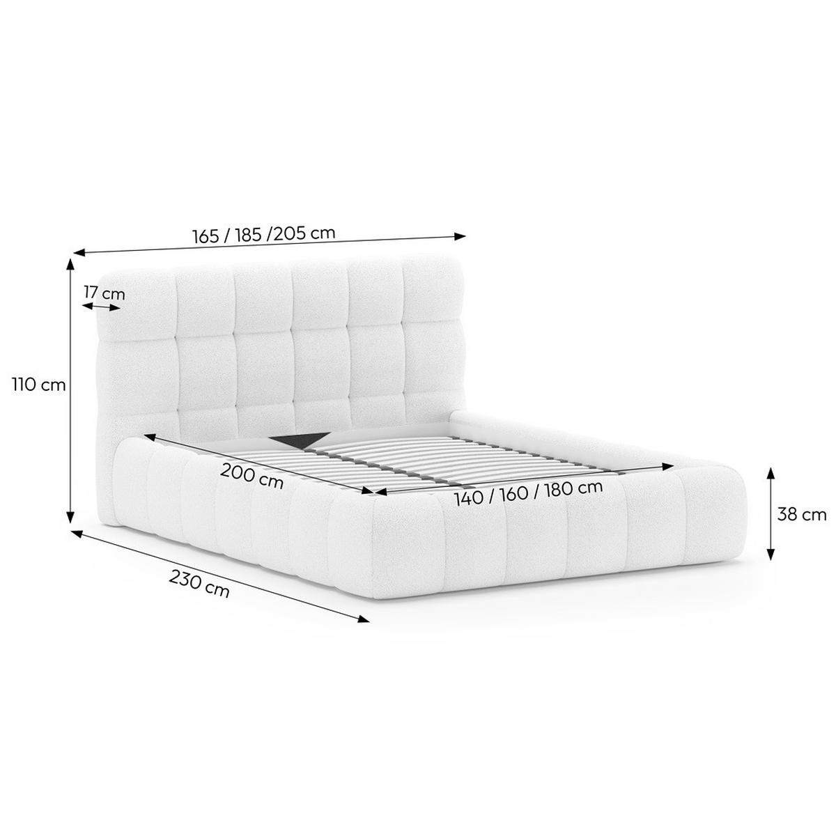 POLSTERBETT Cleo ohne Matratze und Topper, 180x200 cm, Cappuccino - Cappuccino, Textil (180/200cm) - Beautysofa