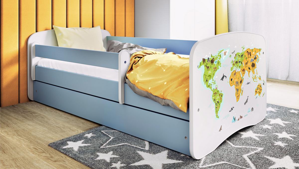 KINDERBETT Karte mit Schublade und Matratze 180/80 - Blau, Holzwerkstoff (80/180cm) - RAUMHIRSCH FURNITURE